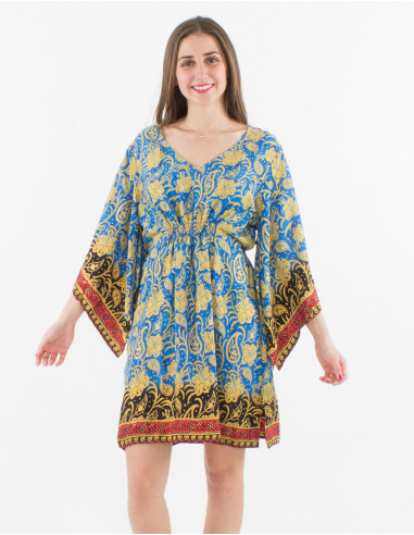 Tunique Kaftan Polyester Sari Imprime