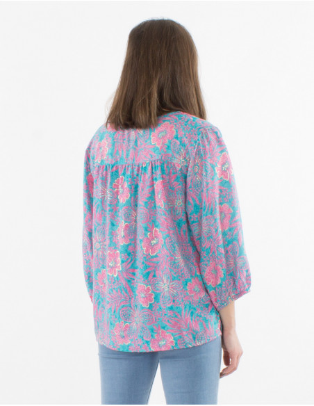 Chemisier Polyester Manches 3/4 Imprime