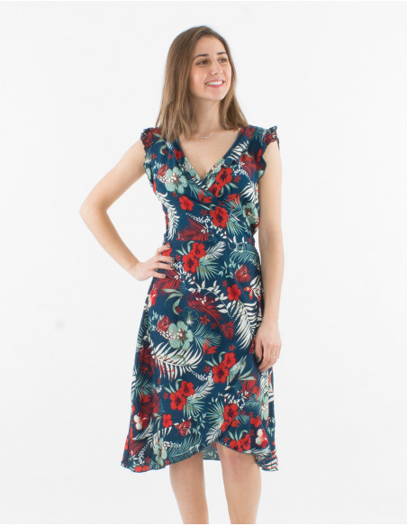 Robe Viscose Manches Courtes Portefeuille