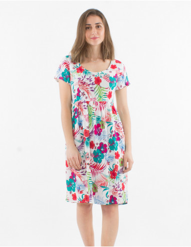 Robe Viscose Manches Courtes Imprime Tro