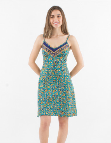 Robe Courte Polyester Bretelles Sari Dor
