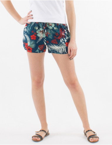 Viscose shorts with tropical print