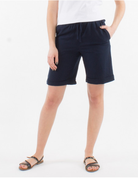 70% viscose 30% linen shorts and elastic belt