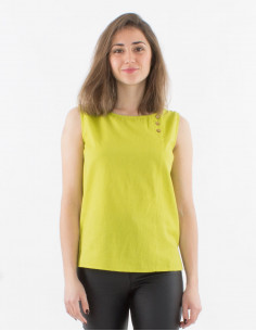 Chemisier 91% Coton 9%Lin Sans Manches 2