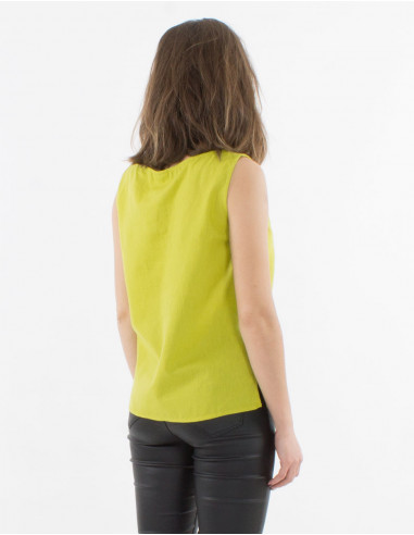 Chemisier 91% Coton 9%Lin Sans Manches