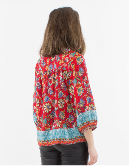 Chemisier Polyester Manches 3/4 Imprime