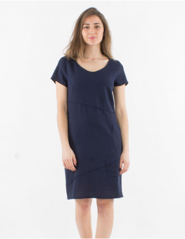 Robe col V manches courtes