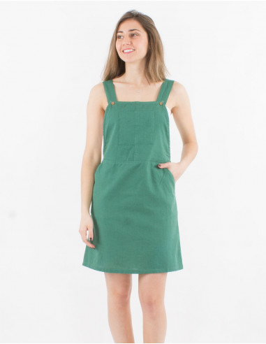 Short 91% cotton 9% linen dress