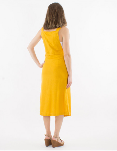 Robe Haut Salopette 91% Coton 9%Lin Long