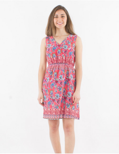 Robe Polyester Sans Manches Imprime Holi