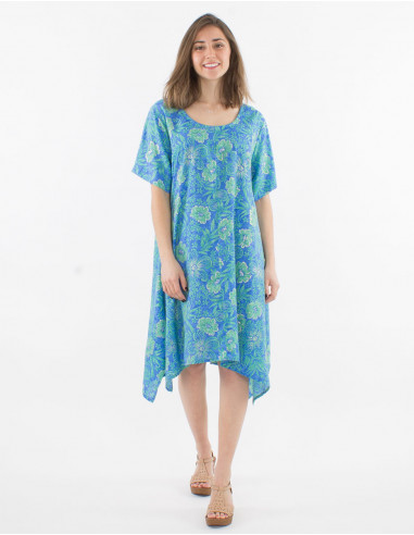 Robe Tunique Polyester Fendue Cote Impr