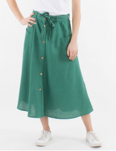 Jupe 91% Coton 9%Lin Mi Longueboutonnee 2