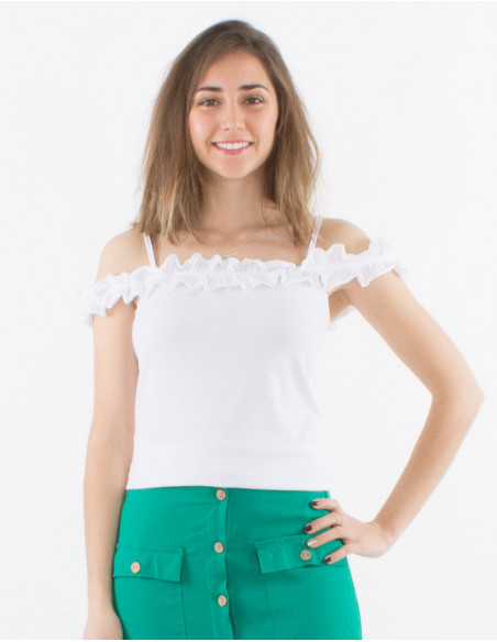 Tshirt 97% Coton 3 Elasthanne Uni Bretel