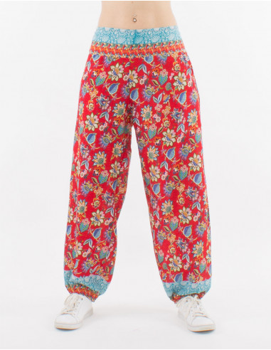 Polyester pants with holi flower print