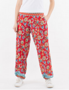 Polyester pants with holi flower print 2
