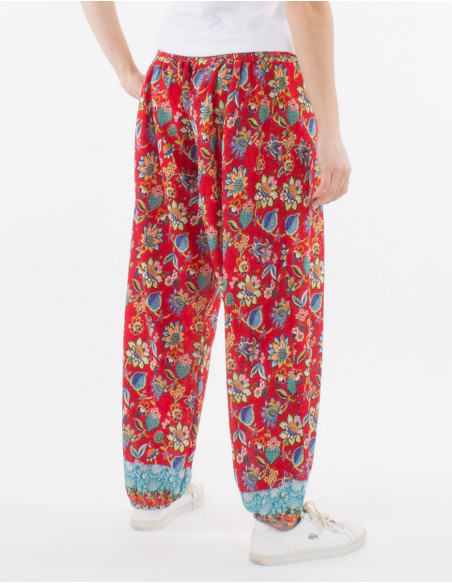 Polyester pants with holi flower print