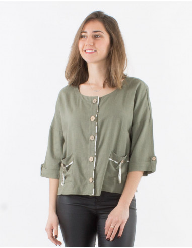 Veste 54% Lin 46% Viscose Manches 3/4