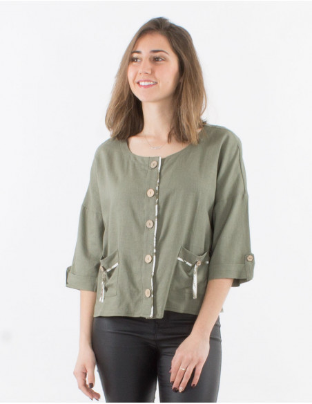Veste 54% Lin 46% Viscose Manches 3/4