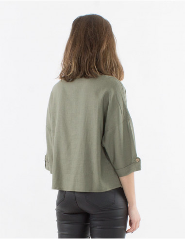 Veste 54% Lin 46% Viscose Manches 3/4