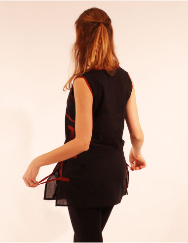 Tunique coton voile brodée bicolore