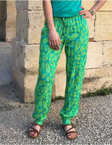 Viscose smocke pants with banana print