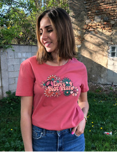 Short sleeves cotton t-shirt and not war print