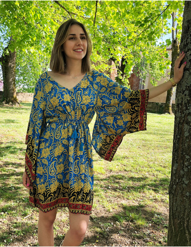 Tunique Kaftan Polyester Sari Imprime