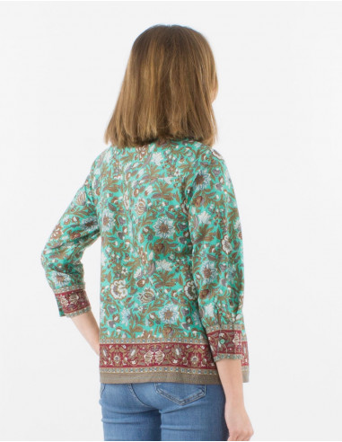 Long sleeves buttoned cotton blouse with bagdad print