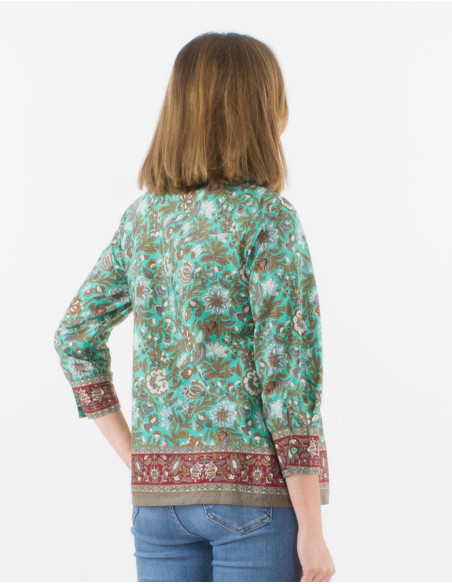 Long sleeves buttoned cotton blouse with bagdad print