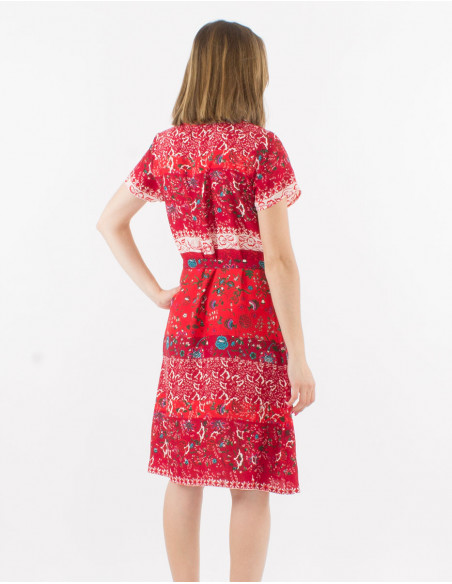 Robe Polyester Manches Courtes Boutonnee