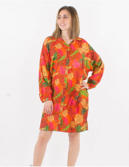 Robe Tunique Viscose Boutonnee Manches L