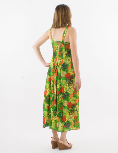 Robe Viscose Bretelle Smockee Dos Impr A