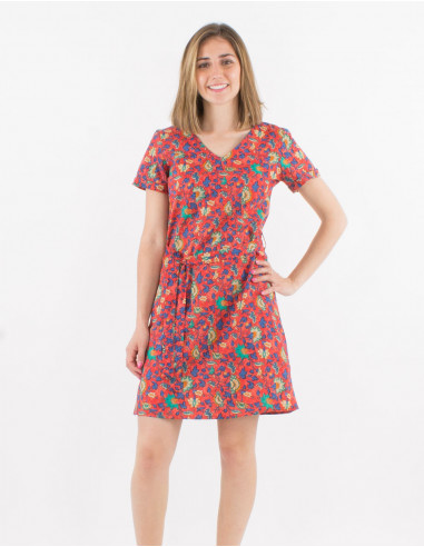 Robe Coton Manches Courtes Imprime Teher