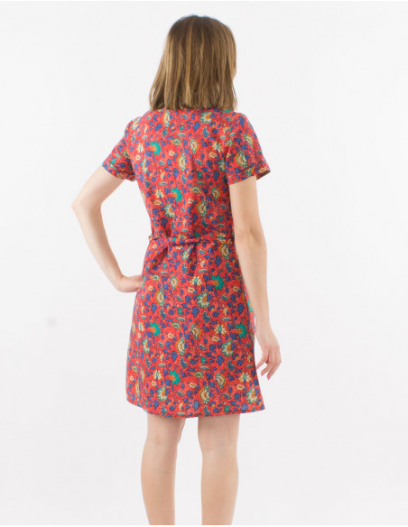 Robe Coton Manches Courtes Imprime Teher