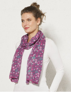 Printed cotton voile scarf