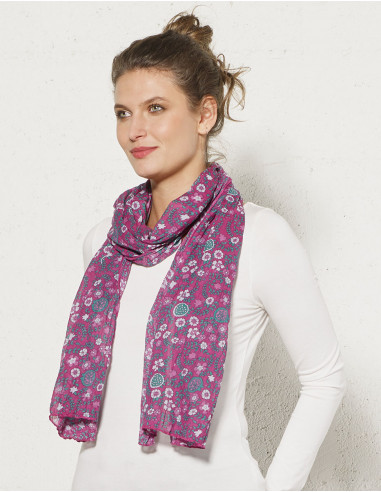 Printed cotton voile scarf