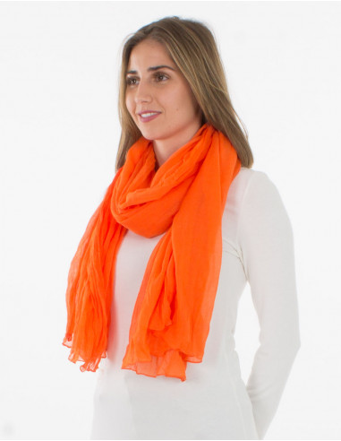 10x Orange crumpled cotton scarf