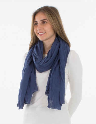10 x Navy crinkled cotton scarf