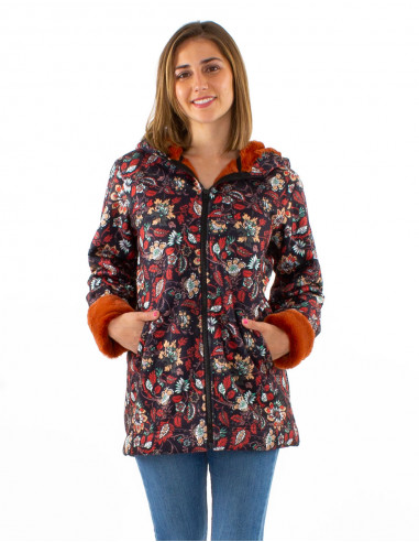 Manteau imprimé Dahila intérieur fausse fourrure