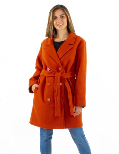 Polyester coat with lining and embroideries