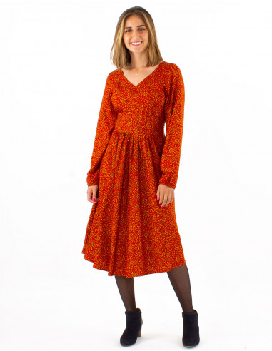 Robe 3/4 viscose manches longues imprimée