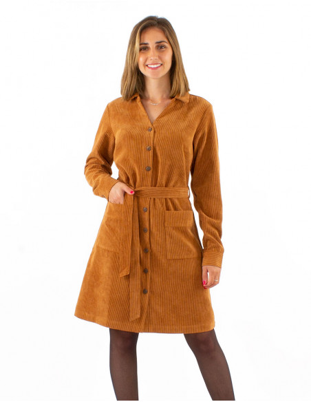 Corduroy 88% polyester 12% polyamide buttoned dress