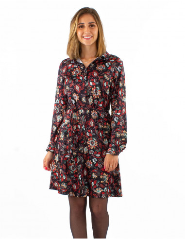 Robe courte boutonnée imprimé Dahila