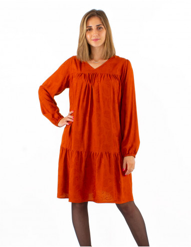 Rayon v-neckline dress with "cachemire" print
