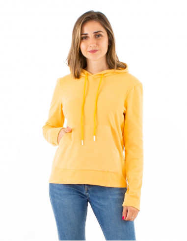 Knitted 95% polyester 5% elastane sweater with hood