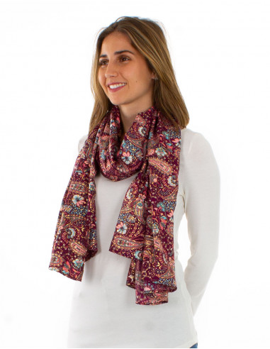 Foulard polyester imprimé Cachemire doré