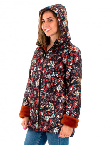 Manteau imprimé Dahila intérieur fausse fourrure