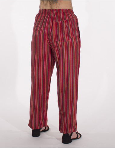 Pantalon coton rayé Mixte ceinture élastiquée