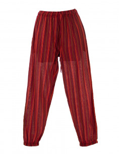Mixed striped cotton trousers with 2 pockets elastic belt 2