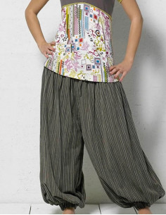 Pantalon sarouel ethnique rayé 2